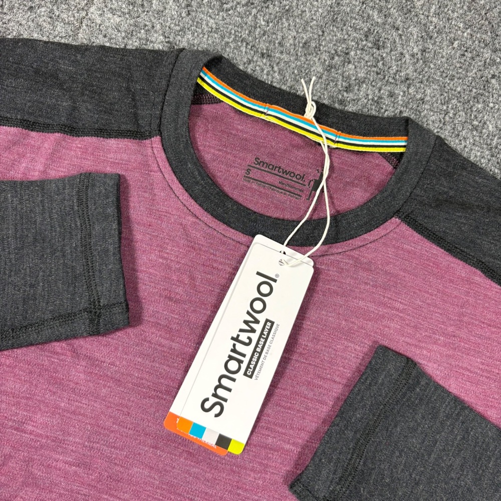 Smartwool Merino Wool Base Layer Mens Small Purple Gray Thermal Shirt Gorpcore